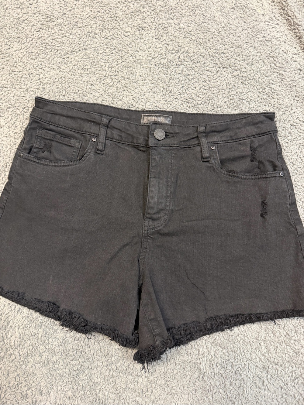 Kut from the Kloth Black Frayed Hem Denim Shorts